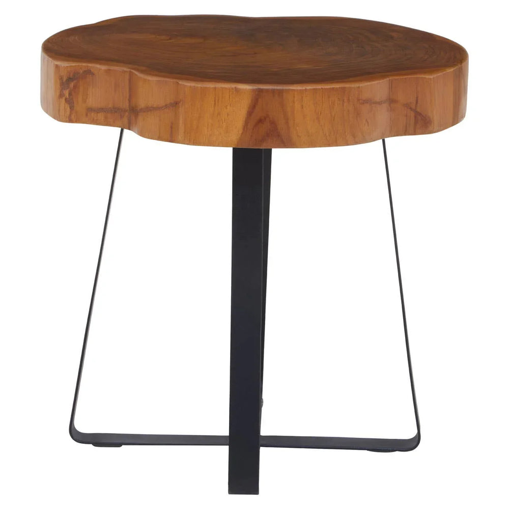 Rustic Teak Asymmetrical Side Table