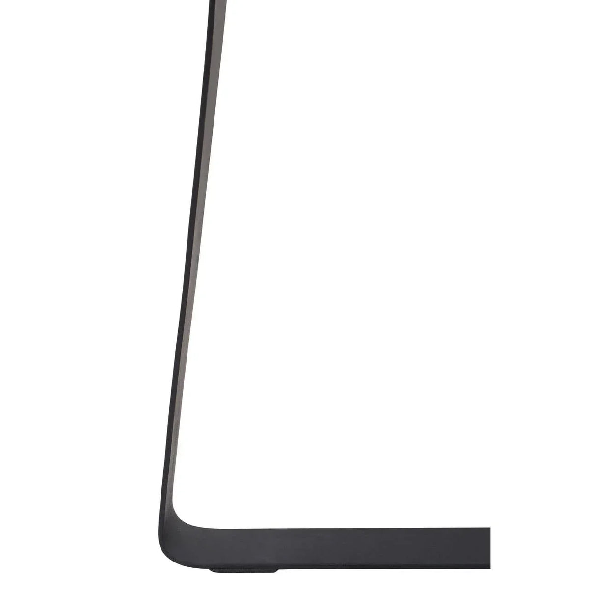 Black metal furniture leg with modern angled design on white background