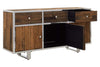 Kerala Natural Wood Sideboard with Glass Top - Stylish Home Storage Solution