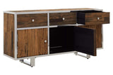 Kerala Natural Wood Sideboard with Glass Top - Stylish Home Storage Solution
