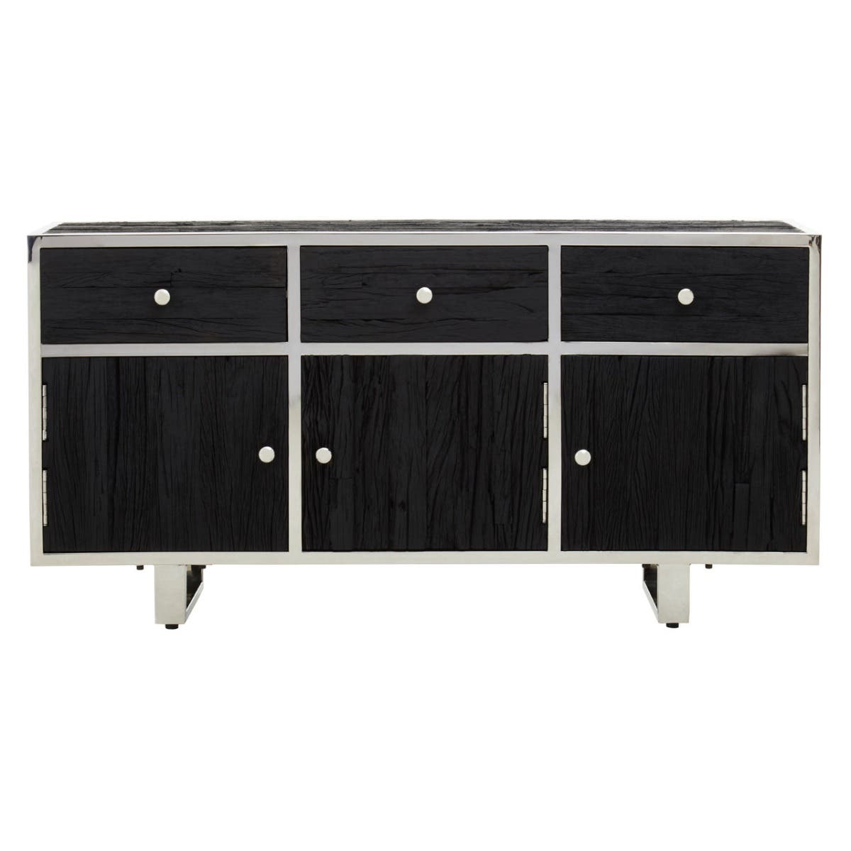 Modern Elegance Kerala Black Sideboard with Glass Top