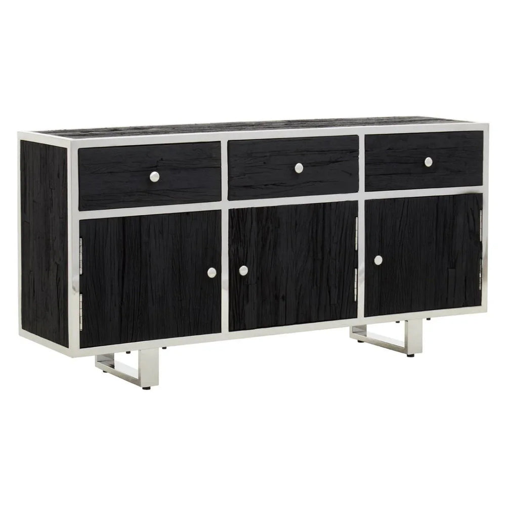 Modern Elegance Kerala Black Sideboard with Glass Top