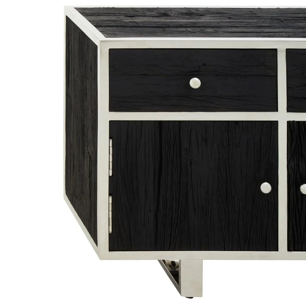 Modern Elegance Kerala Black Sideboard with Glass Top