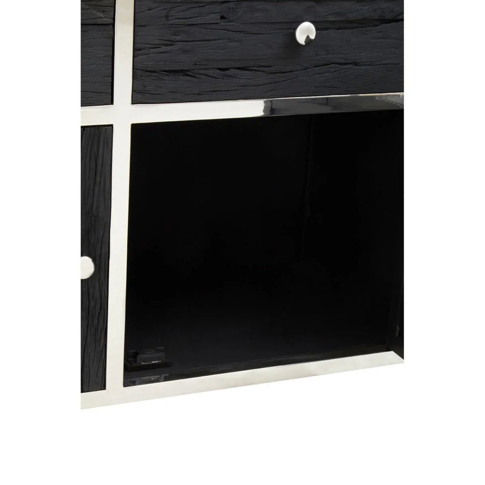 Modern Elegance Kerala Black Sideboard with Glass Top
