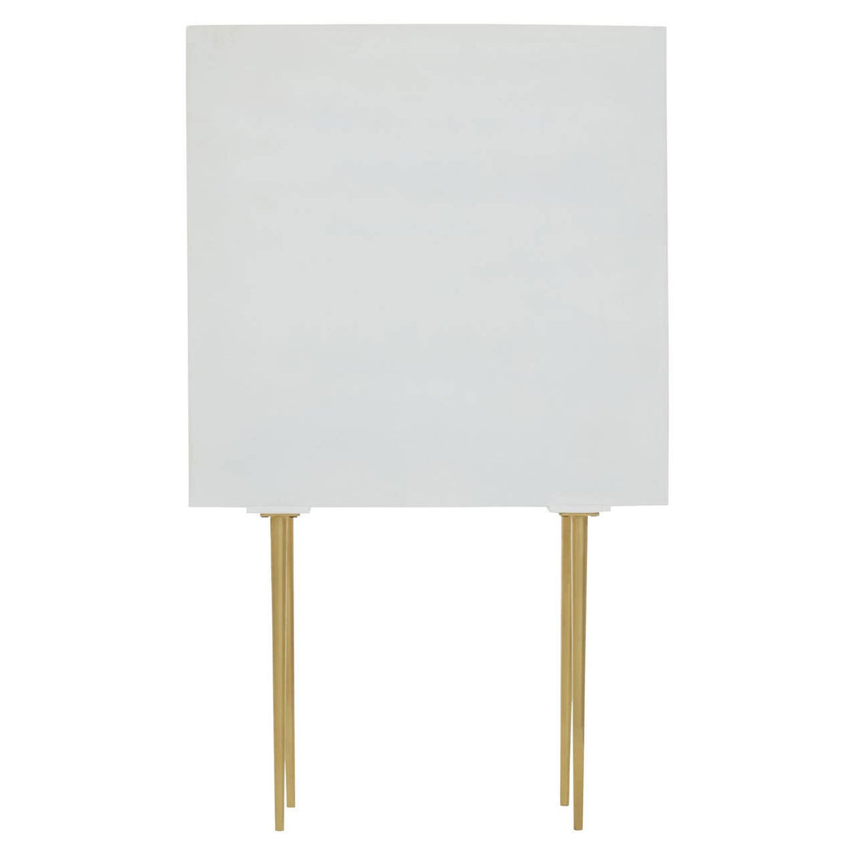 Cream finish cabinet made of mango wood featuring two doors and sleek gold legs, designed for modern home decor