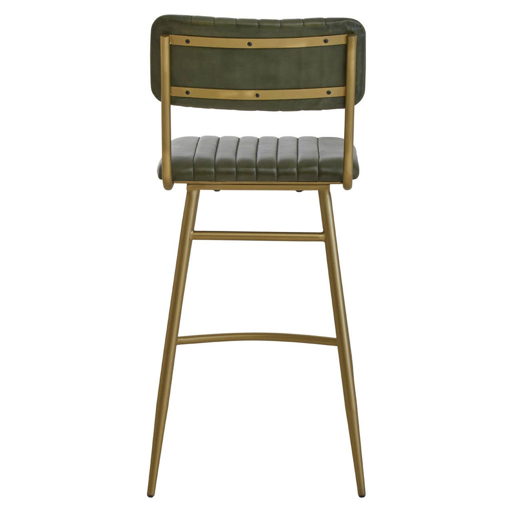 Luxe Green Leather Bar Chair