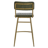 Luxe Green Leather Bar Chair