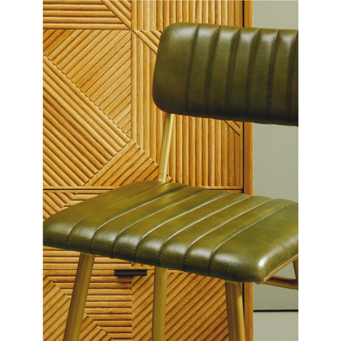 Luxe Green Leather Bar Chair