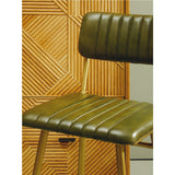 Luxe Green Leather Bar Chair