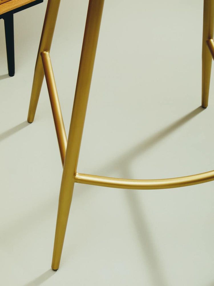 Luxe Green Leather Bar Chair