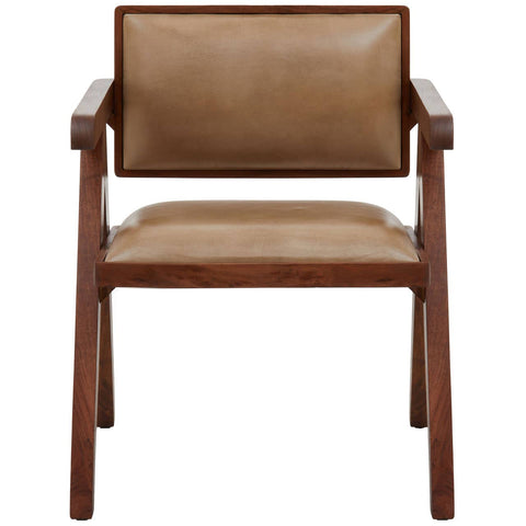 Natural Leather Modern Armchair