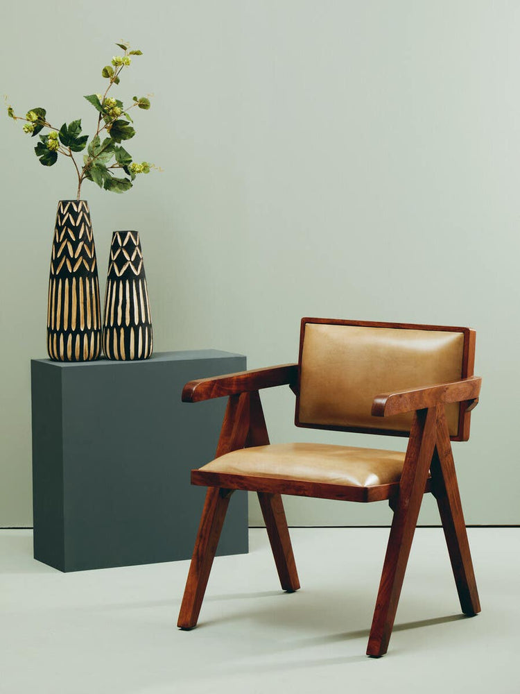 Natural Leather Modern Armchair