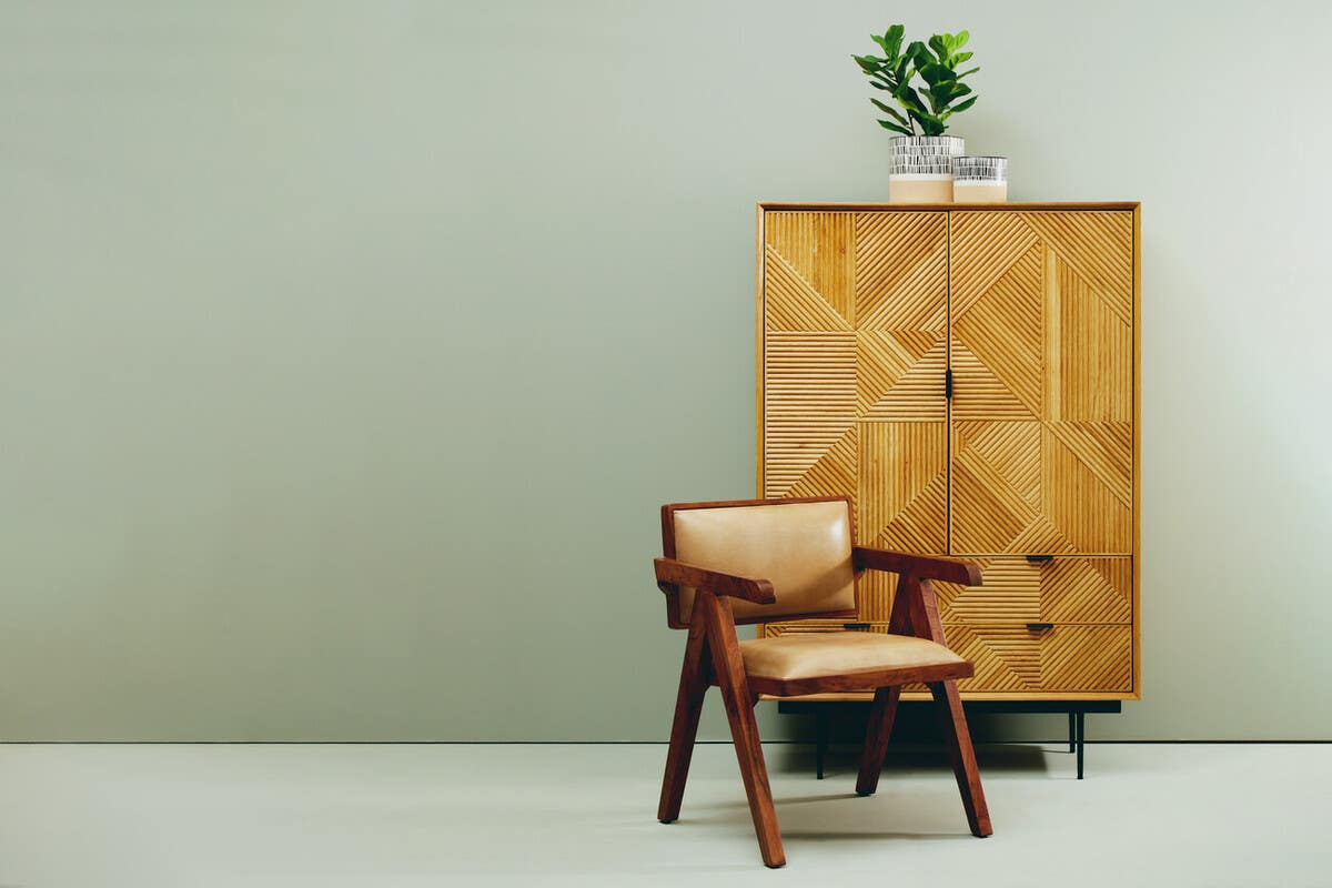 Natural Leather Modern Armchair