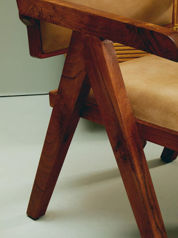 Natural Leather Modern Armchair