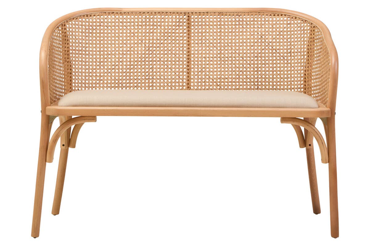 Modern Cane Wood Bench
