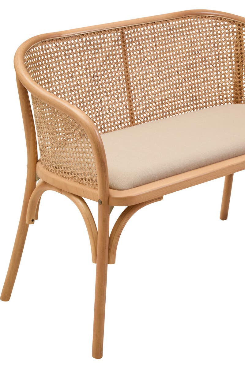 Modern Cane Wood Bench