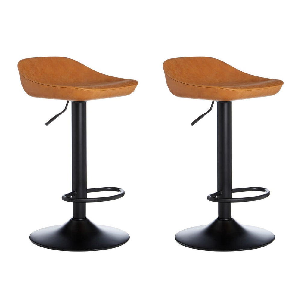 Modern Camel Leather Bar Stools