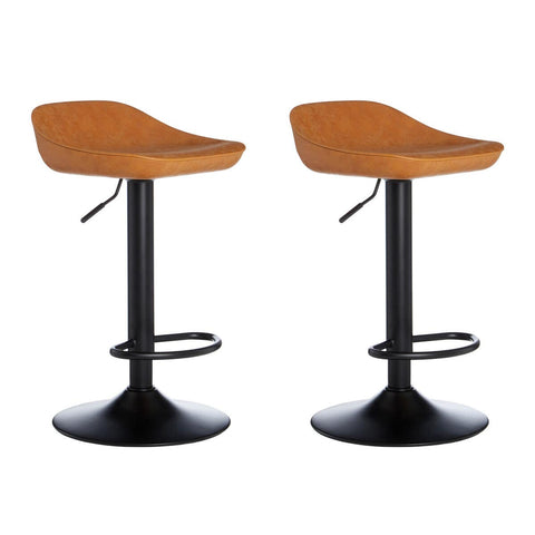Modern Camel Leather Bar Stools