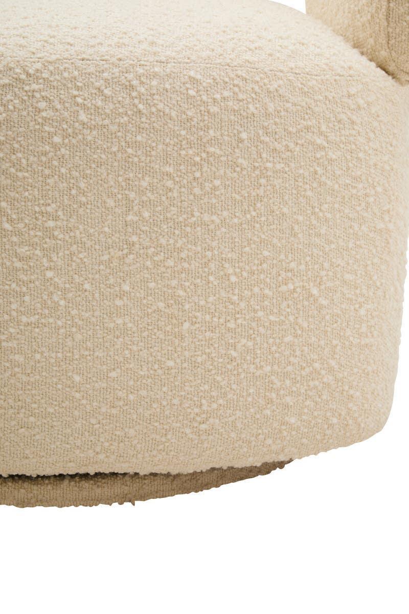 Beige boucle fabric close-up on modern armchair base