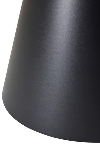 matte black metal lamp shade closeup with smooth finish