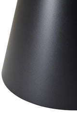 matte black metal lamp shade closeup with smooth finish