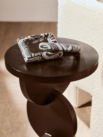 Geometric Black Mango Wood Table