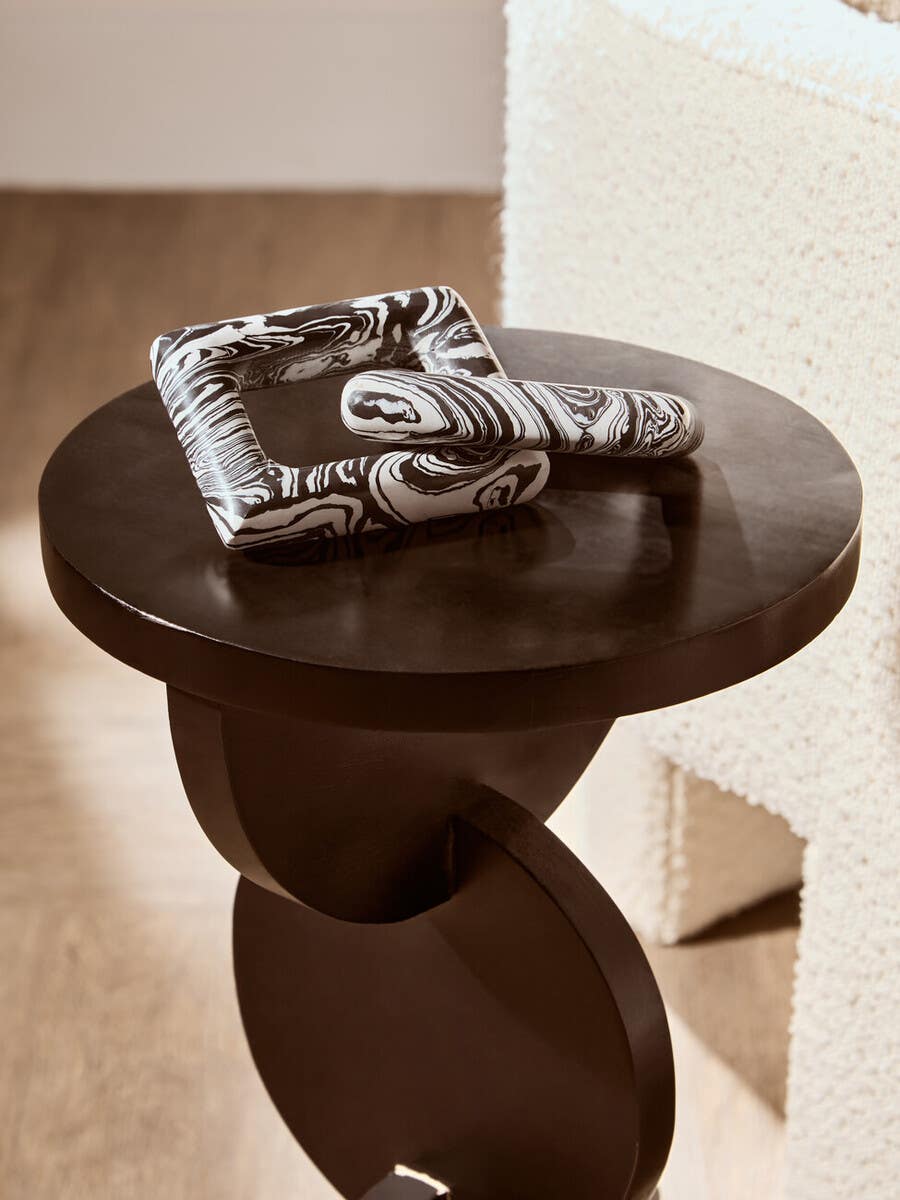 Geometric Black Mango Wood Table
