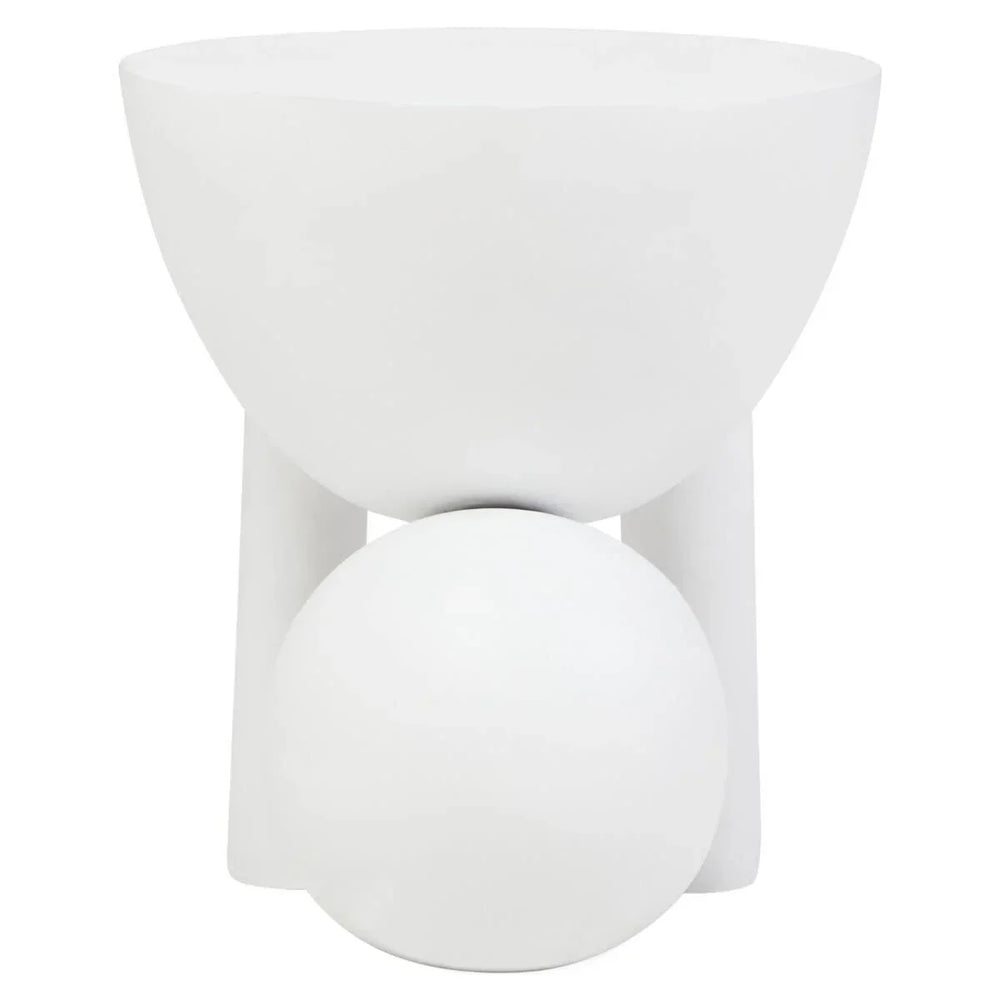 White ceramic planter with geometric modern design and matte finish, front view