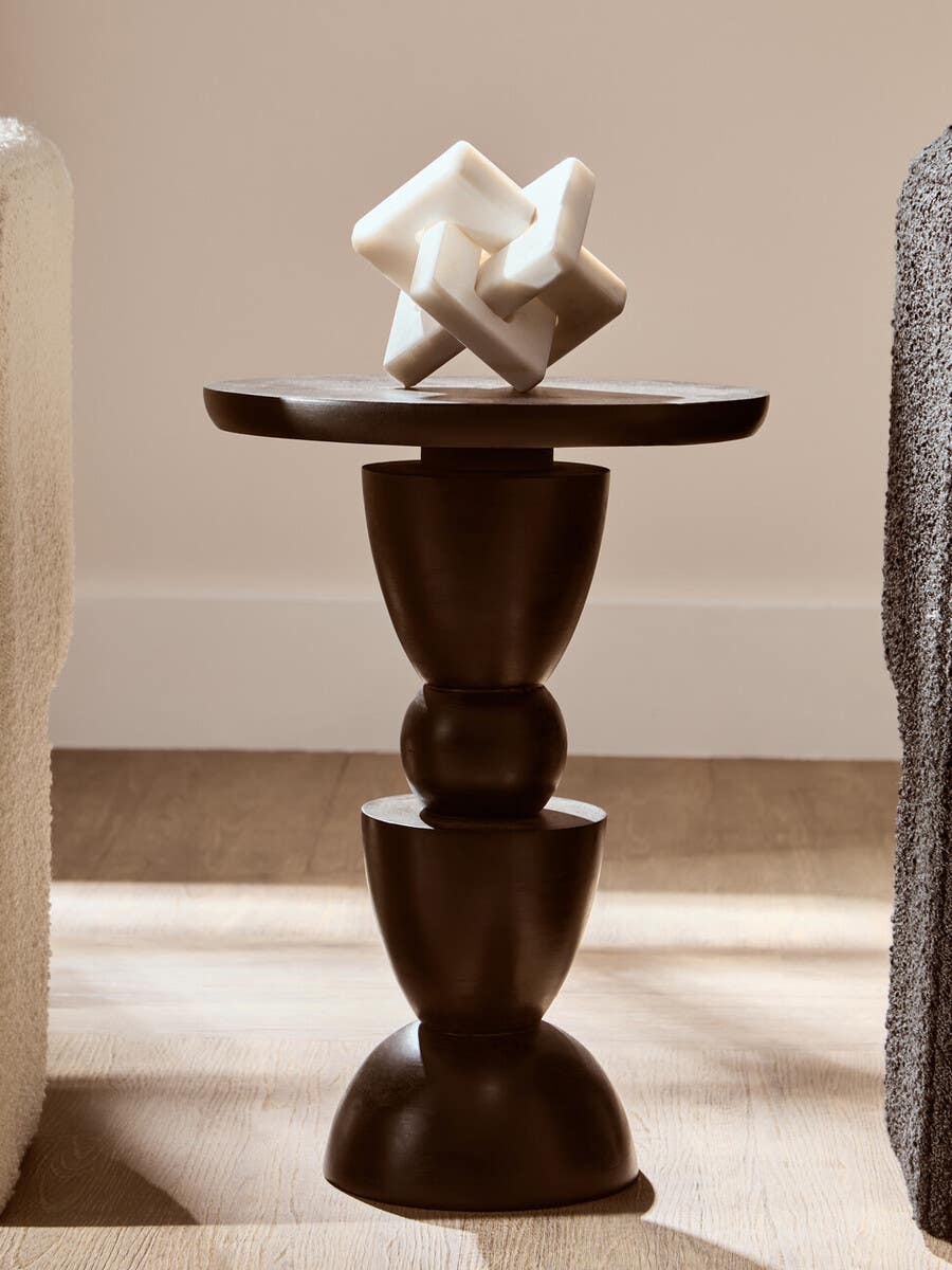 Mango Wood Black Side Table