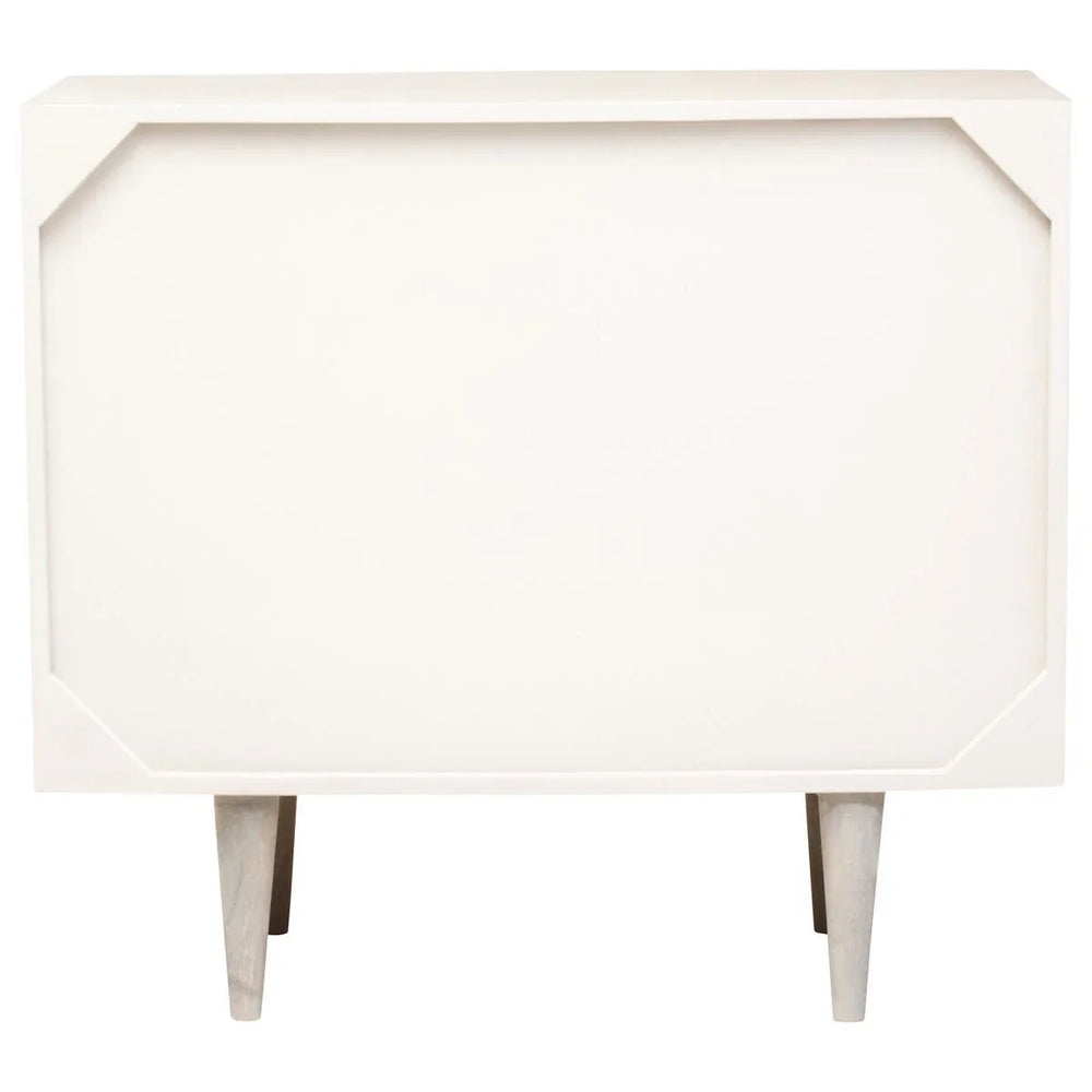 Greywash Carved Mango Wood Sideboard with Geometric Doors - Sustainable Storage Solution