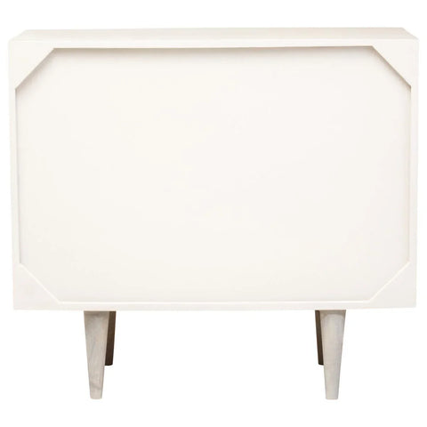 Greywash Carved Mango Wood Sideboard with Geometric Doors - Sustainable Storage Solution