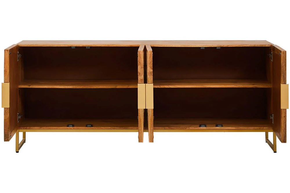 Rustic Charm Mango Wood Sideboard with Paper Rope Detail