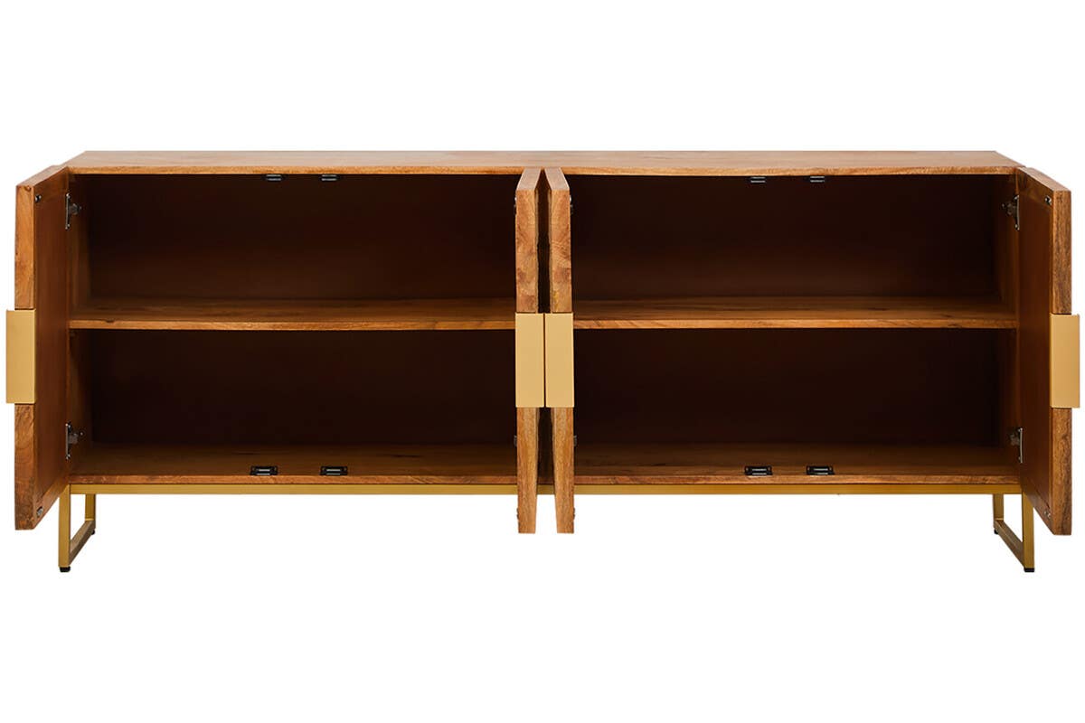 Rustic Charm Mango Wood Sideboard with Paper Rope Detail