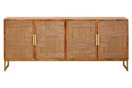 Rustic Charm Mango Wood Sideboard with Paper Rope Detail
