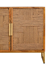 Rustic Charm Mango Wood Sideboard with Paper Rope Detail