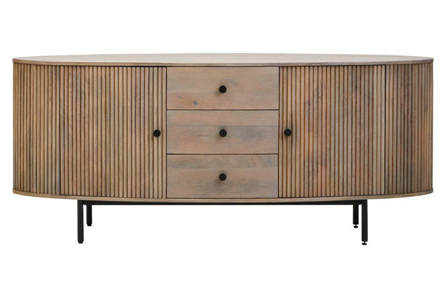 Grey Mango Wood Sideboard with Drawers and Doors - Torello Collection