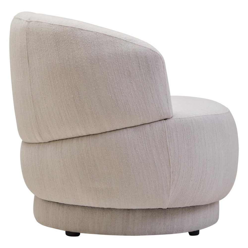 Modern Ivory Linen Curved Chair
