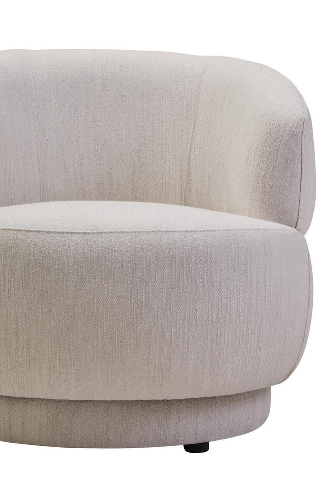 Modern Ivory Linen Curved Chair