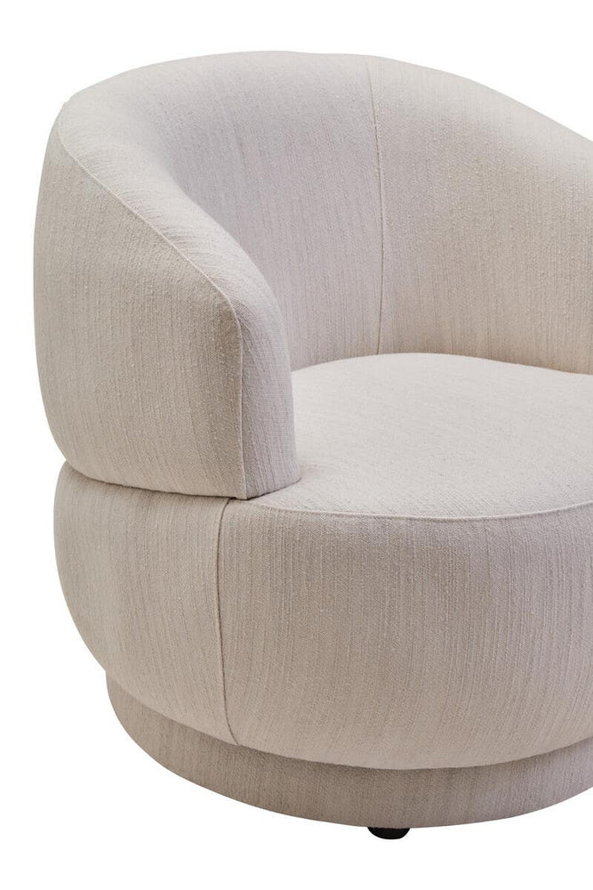 Modern Ivory Linen Curved Chair