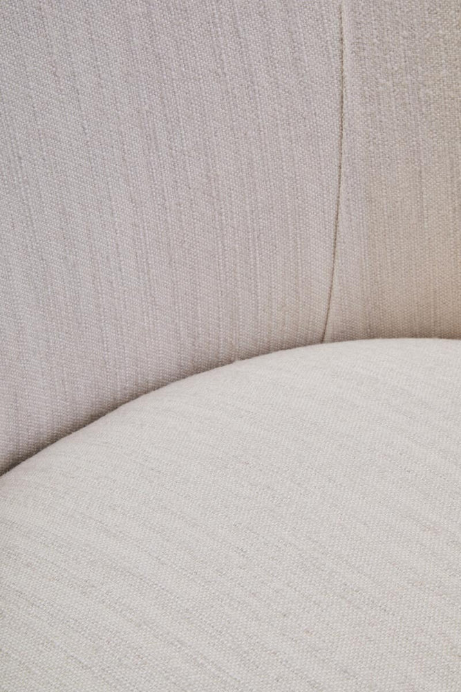 Modern Ivory Linen Curved Chair