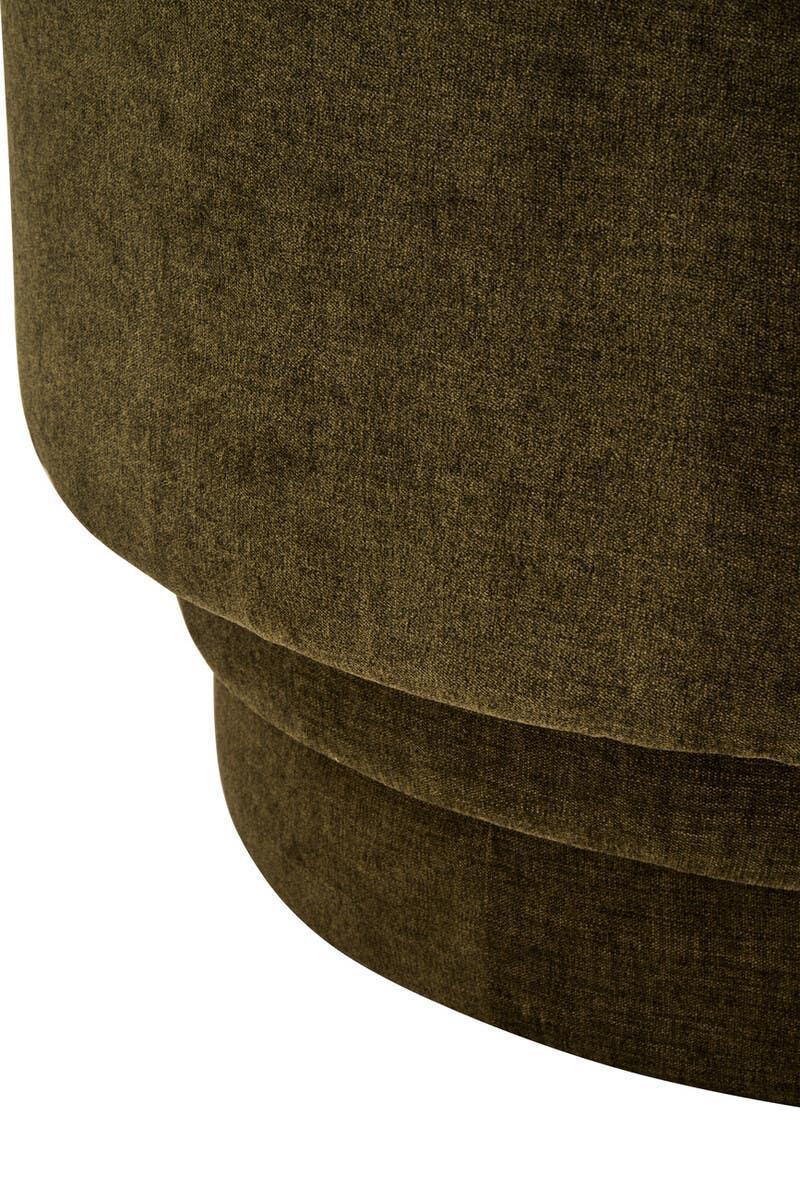 Close-up of brown fabric ottoman base with textured upholstery