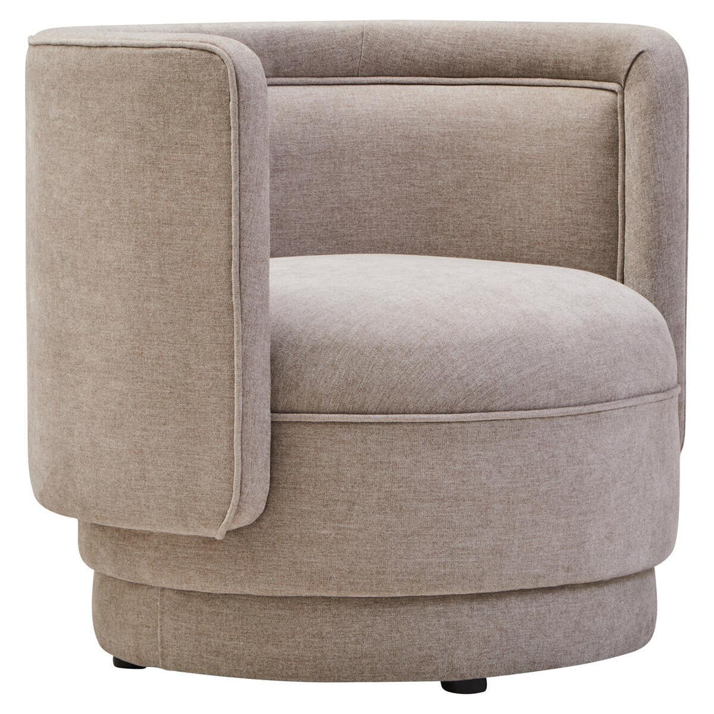 Plush Taupe Chenille Curved Chair