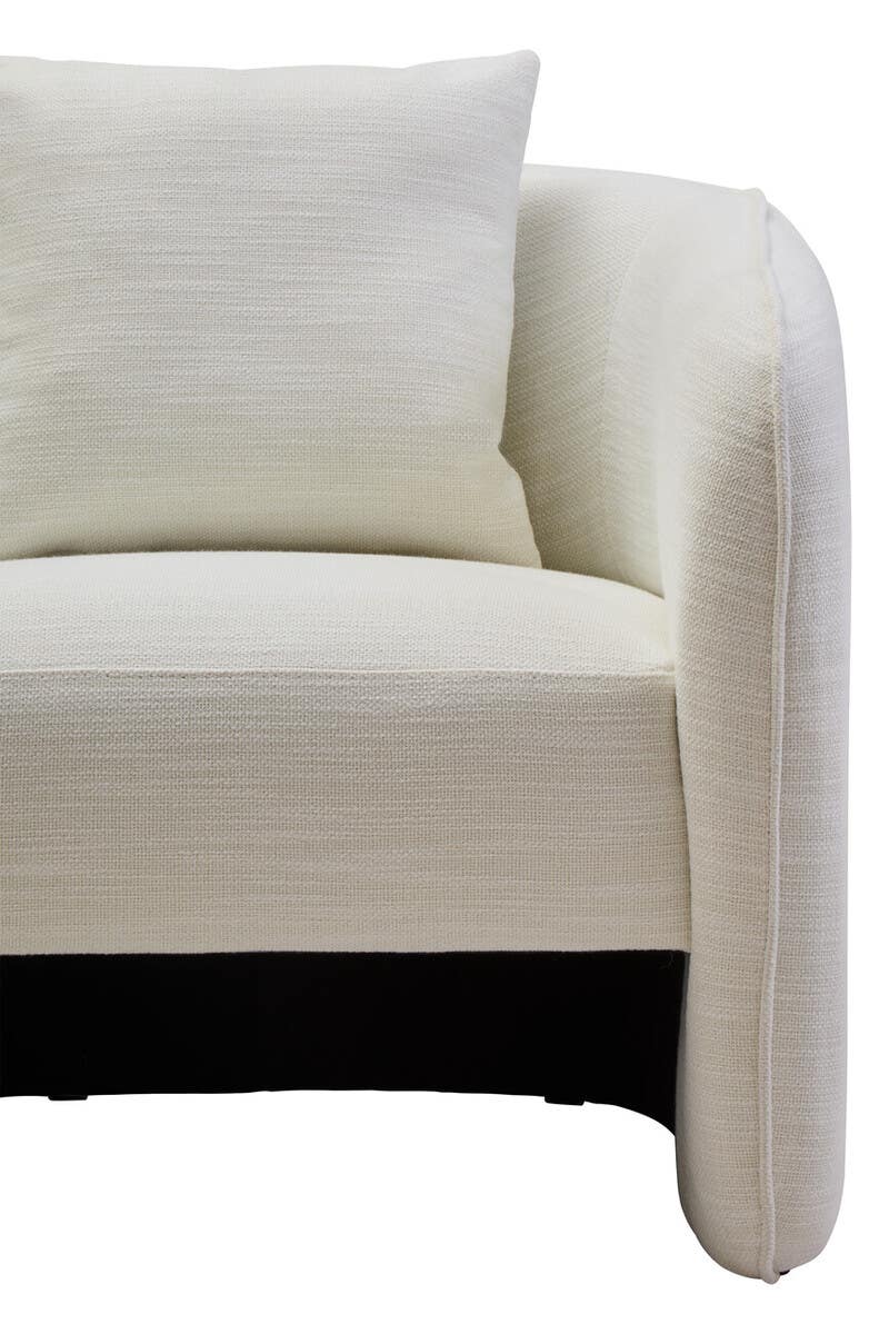 Curved Cream Linen Chair