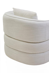 Curved Cream Linen Chair