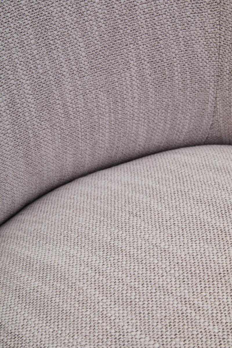 Close-up of light grey fabric sofa seat and backrest upholstery texture