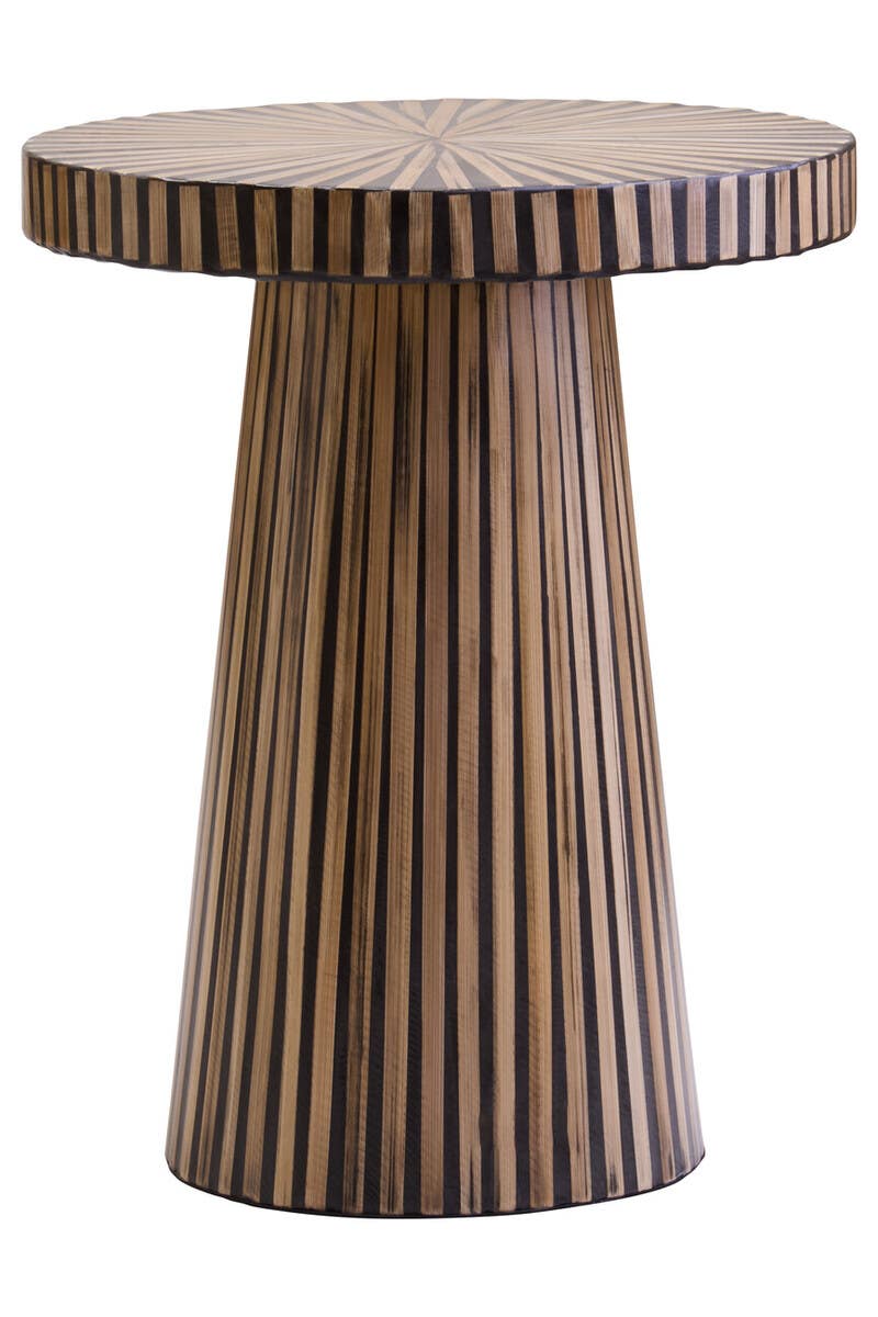 Bamboo Inlay Round Side Table