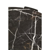 Round coffee table featuring a luxurious black marble top with striking white veining, complemented by a sleek black edge.