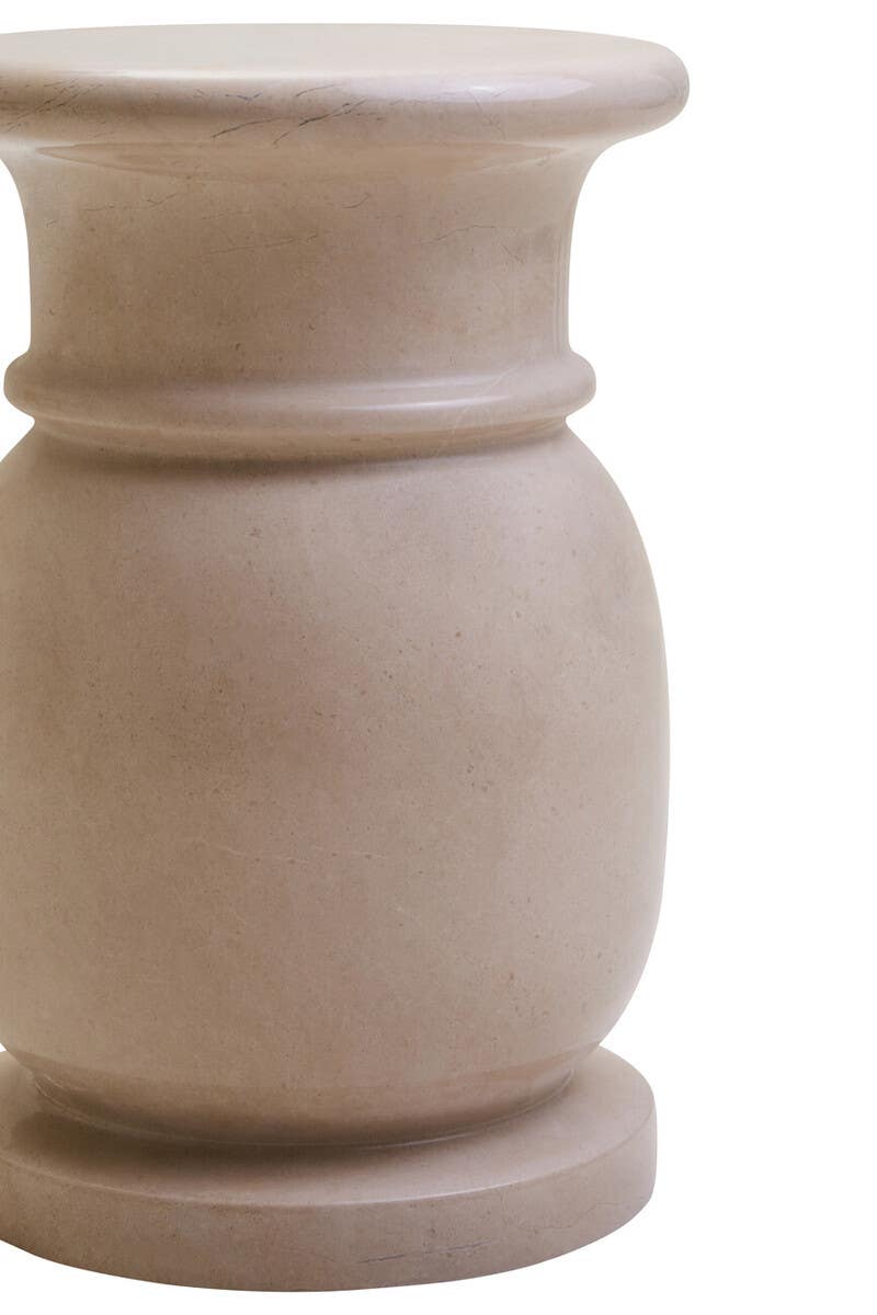 Cream Marble Stool Side Table