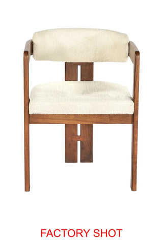 Torello Boucle Fabric and Mango Wood Dining Chair