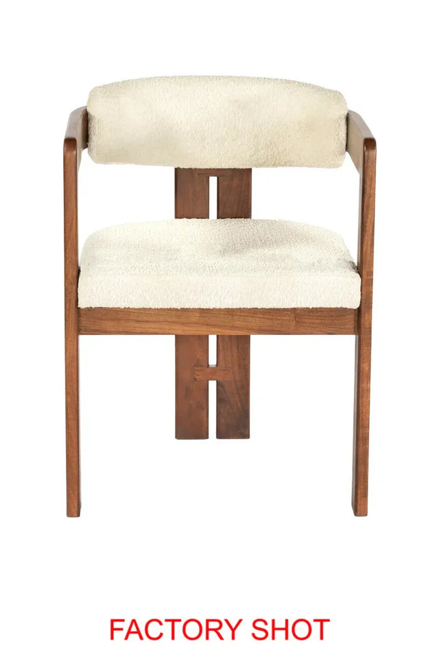 Torello Boucle Fabric and Mango Wood Dining Chair